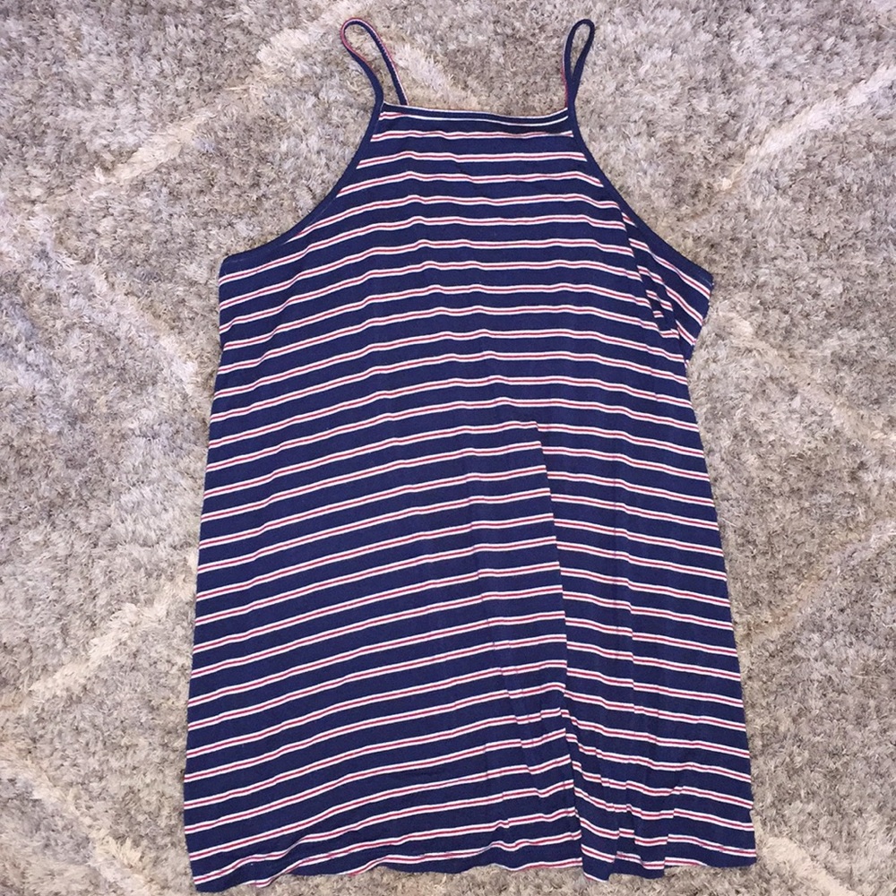 Blue with Red White stripes Halter Top Tank